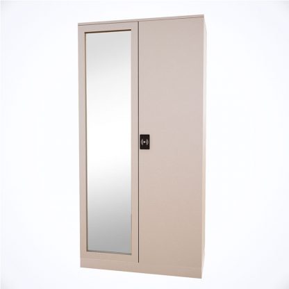 Enamel coated Hawana wardrobe with a full-length mirror, lock, coat hanger and a built-in drawer