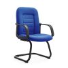 Alpha chair with black chrome frame and armrest, tapestry fabric upholstery for seating and backrest
