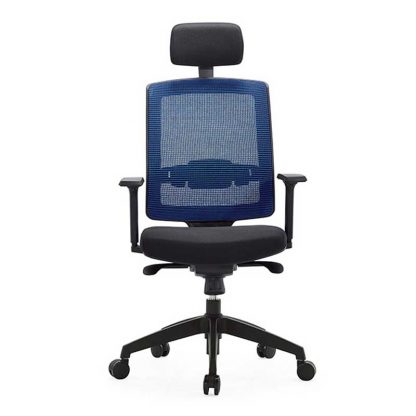 Alpha office chair with adjustable height, headrest, mesh backrest, foam seating and wheels