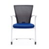 Alpha single chair with white nylon frame, mesh backrest and soft fabric seating