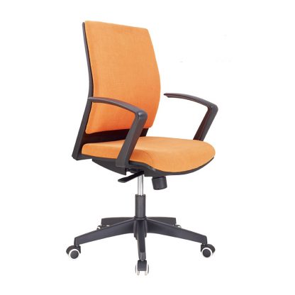 Orange office chair with a black nylon frame by Alpha