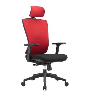 Alpha office chair with fabric backrest and headrest, foam seating, adjustable pole base with wheels