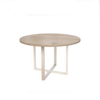 Alpha round meeting table with a powder-coated steel base