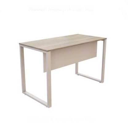 Wooden Workstation with a white powdered coated steel base by Alpha
