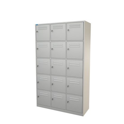 Grey workmen locker with 15 units from Alpha
