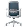 Branded SOJI office chair with fabric seating and backrest, fixed arms, adjustable height and wheels