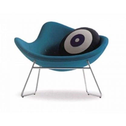 Armless fabric accent chair with round cushion and L-shaped aluminium legs by Alpha