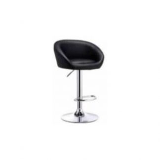 Barstool by Alpha, with black leather seating, pole base with adjustable height and a footrest.