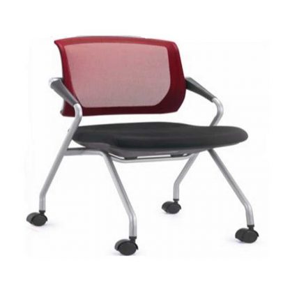 Single chair with wheels, armrest, fabric soft seating and backrest by Alpha Industries