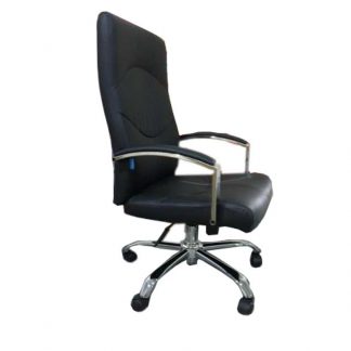 Alpha Black leather office chair with armrests