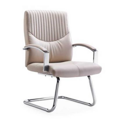 Beige leather chair with padded armrests from Alpha