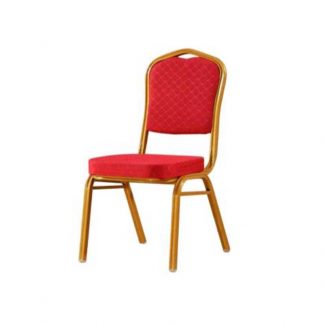 Alpha banquest single chair with gold frame, red seating and red backrest