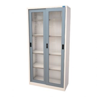 Alpha Sahara Glass Sliding Cupboard with a powder-coated finish