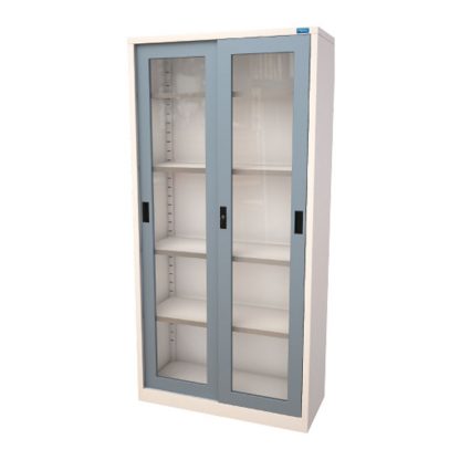 Alpha Sahara Glass Sliding Cupboard with a powder-coated finish