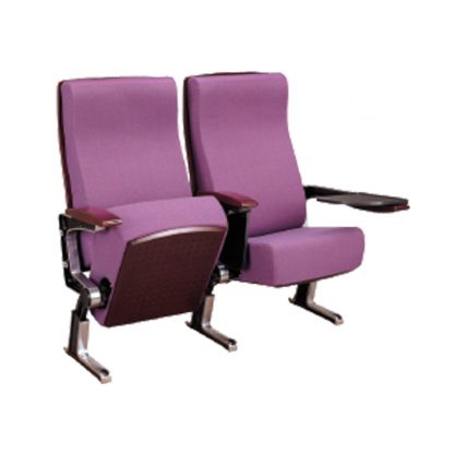 Linked foldable and recliner fabric theatre seats with armrest and steel base