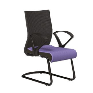 Pulse Visitor Chair by Alpha Industries with chrome frame, soft seating, recline lock and adjustable armrest and backrest.