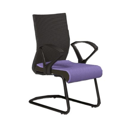 Pulse Visitor Chair by Alpha Industries with chrome frame, soft seating, recline lock and adjustable armrest and backrest.